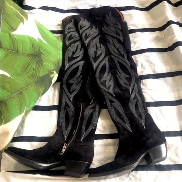 Frye Shoes - Beyond Rare Frye Over The Knee Embroidered boots!
